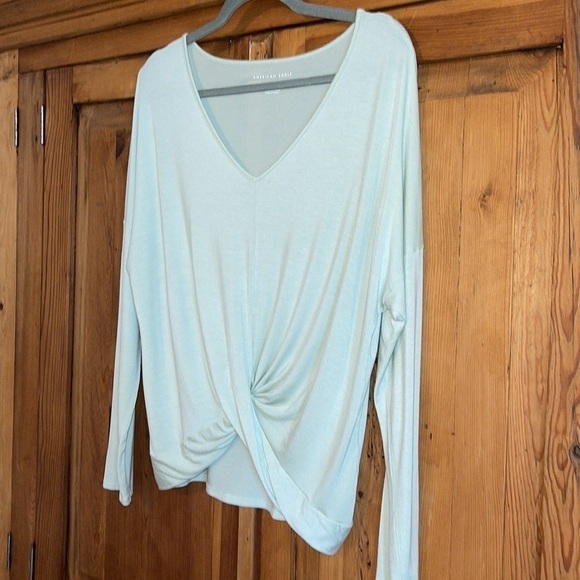 American Eagle Sage green Modal Long Sleeve Blouse Sz. MD - Picture 2 of 11